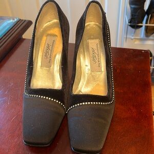 SALE!  Beautiful black high heels with diamond accents.